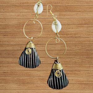 African Shell & Horn Drop Earrings – Handmade in Kenya